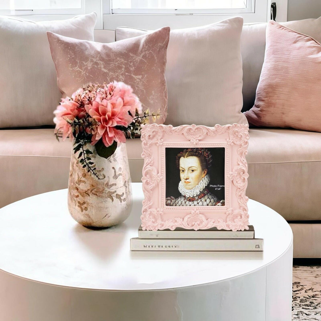 Desklens Pink Picture Frame 4X4- Decorative Photo Frames Tabletop Wall Decor for