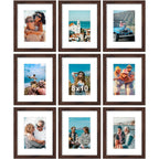 Vittanly 8x10 Picture Frames Set of 9, Shatter Resistant Plexiglass, Display 5x7