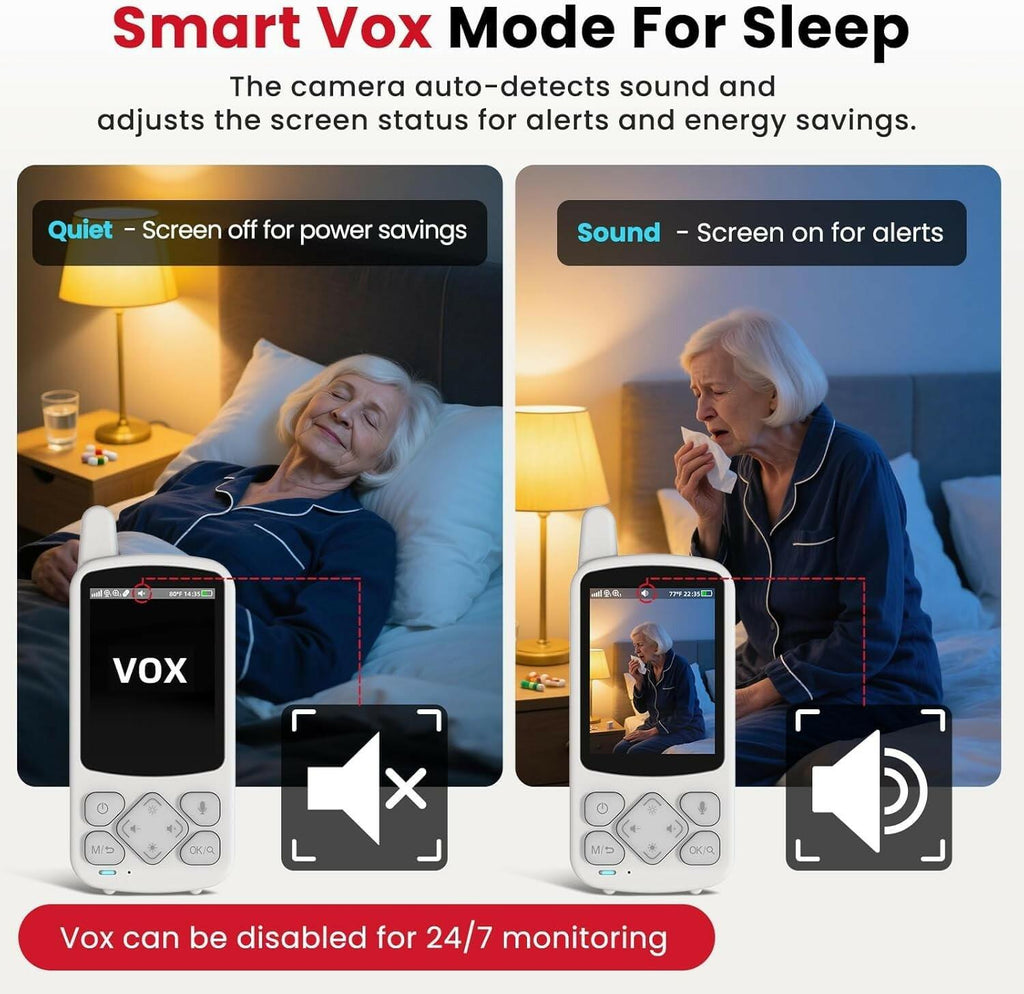 CallToU Elderly Monitor with Camera and Audio, 2-Way Talk Baby Monitors for