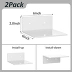 2 Pack Sezanrpt 6 Inches Acrylic Small Wall Shelves, Floating Shelf for Wall