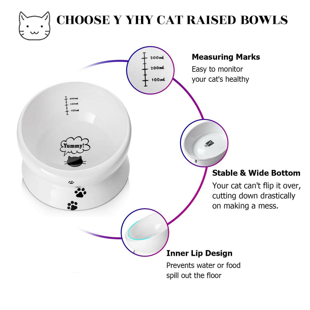 Y YHY Elevated Cat Food Bowl, Raised Food and Water Bowl for Cat and Small Dog,