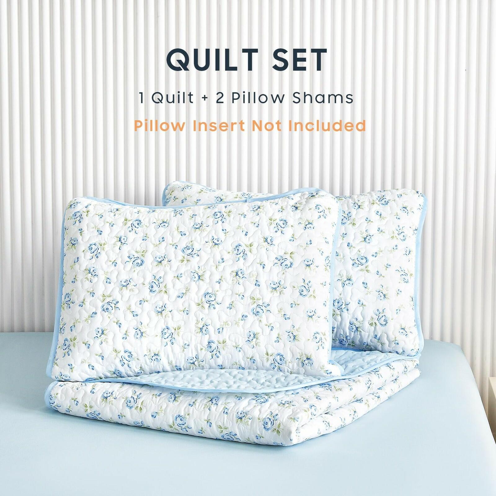 Wake In Cloud - Floral Quilt Set, Coquette Cottagecore Shabby Chic Flower