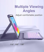 Hamile for iPad 11th 10th Generation Case with Keyboard - 7 Colors Backlit