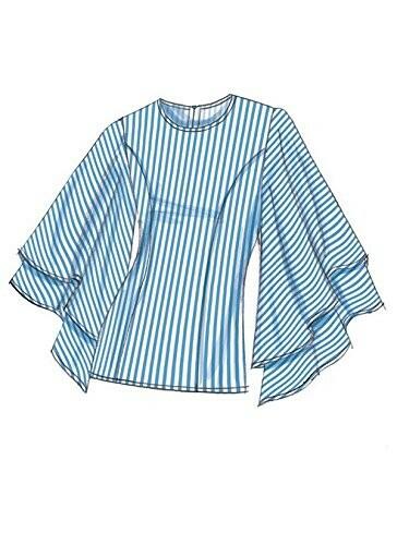 Vogue Patterns Misses' Princess Seam Tops With Flared Sleeve Variations, Green