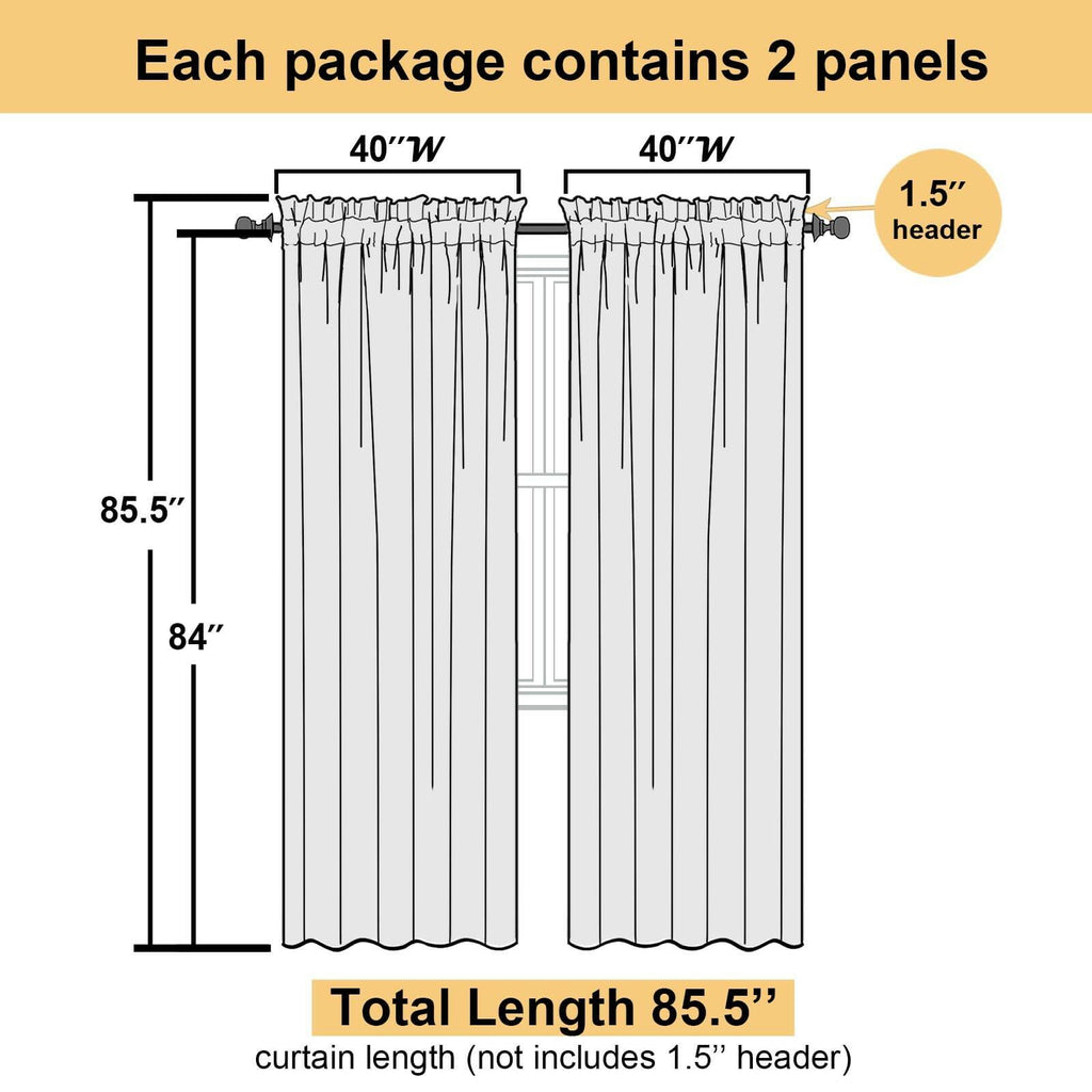 40" W x 84" L Lecloud Dusty Blue Sheer Curtains 84 Inches Long 2 Panels, Light