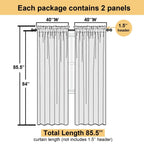 40" W x 84" L Lecloud Dusty Blue Sheer Curtains 84 Inches Long 2 Panels, Light