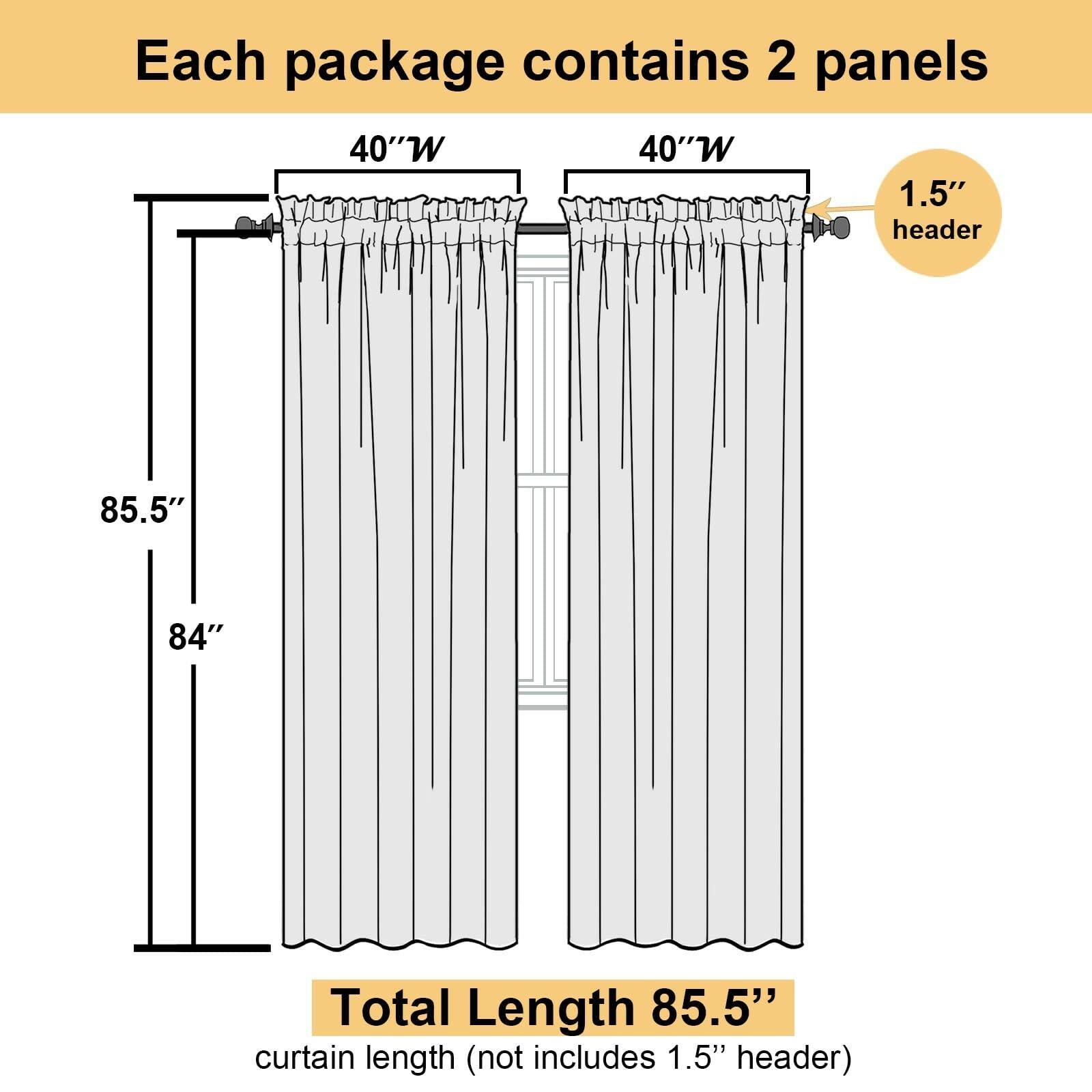 40" W x 84" L Lecloud Dusty Blue Sheer Curtains 84 Inches Long 2 Panels, Light