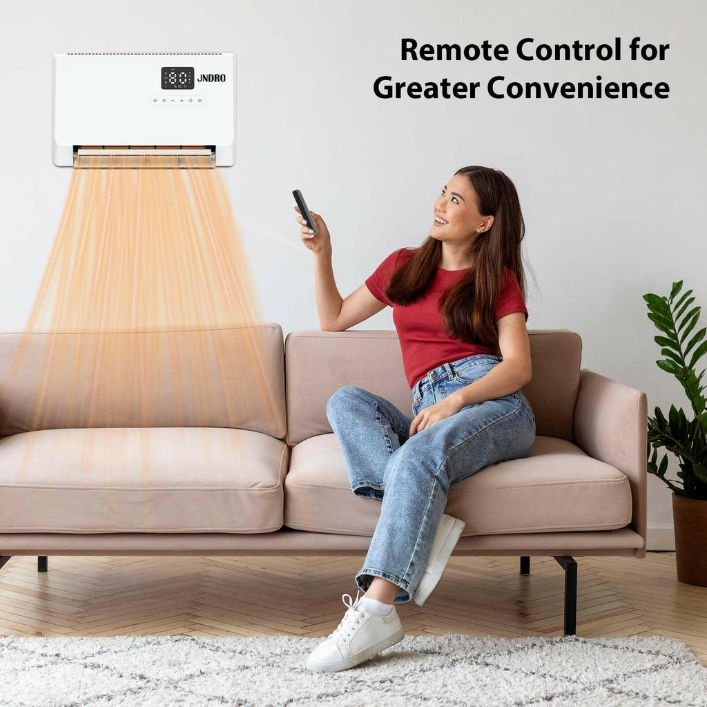 Wall-Mounted Space Heater with ECO Thermostat and Remote Control, LED Display,