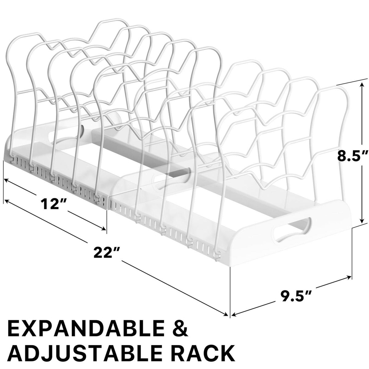Simple Houseware Expandable Pan Organizer Rack, 10 Adjustable Compartments,