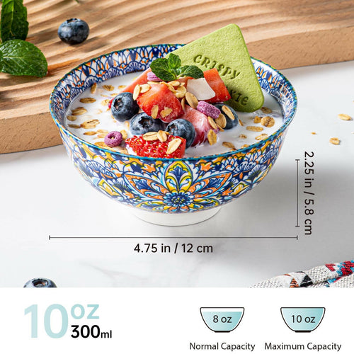 6 Pack HENXFEN LEAD Small Dessert Bowls – 10 oz Boho Ceramic Bowls for Ice
