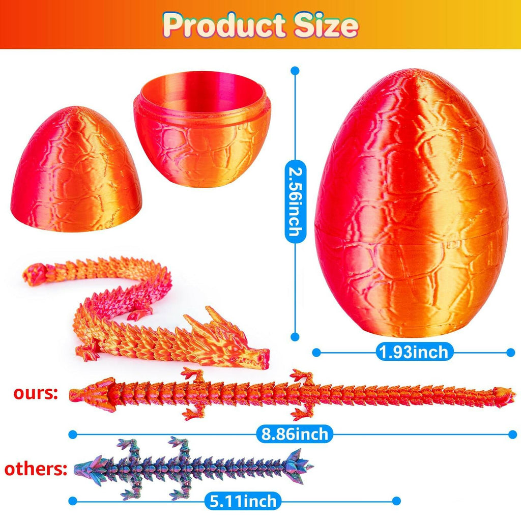 3Dgenius 12Pcs 3D Printed Dragon Eggs Mini Dragon Eggs with 8.86inch Dragon