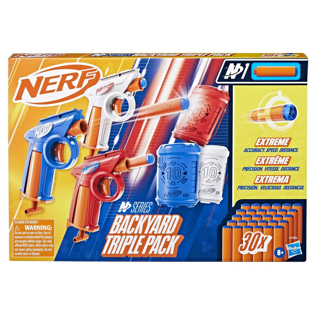 Nerf N Series Backyard Triple Pack Includes 3 Flex Blasters, 3 Targets, 30 N1
