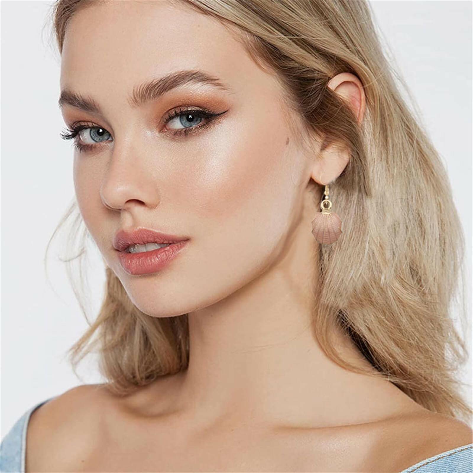 LPYO 4pair Beach Summer Sea Shell Earrings Set For Women Trendy Charm Sea Shell