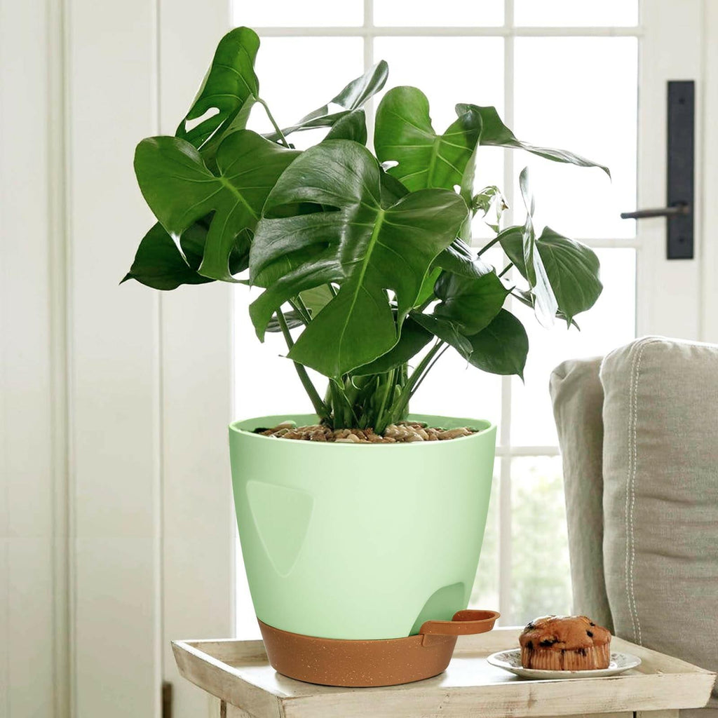 5-Pack Plant Pots with Drainage 7/6.5/6/5.5/5 Inch Self Watering Pots for Indoor