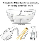 2 psc Ice Buckets for Parties,Ice Bucket Bowls with Scoops &Metal Wine Bottle
