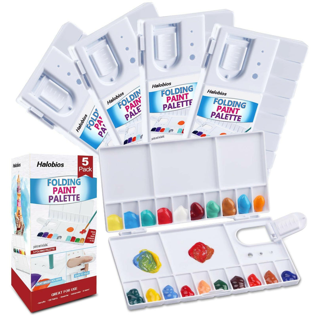 OPEN BOX - 5 Pack Watercolor Palette, Halobios Paint Palette with 20-Well and 5