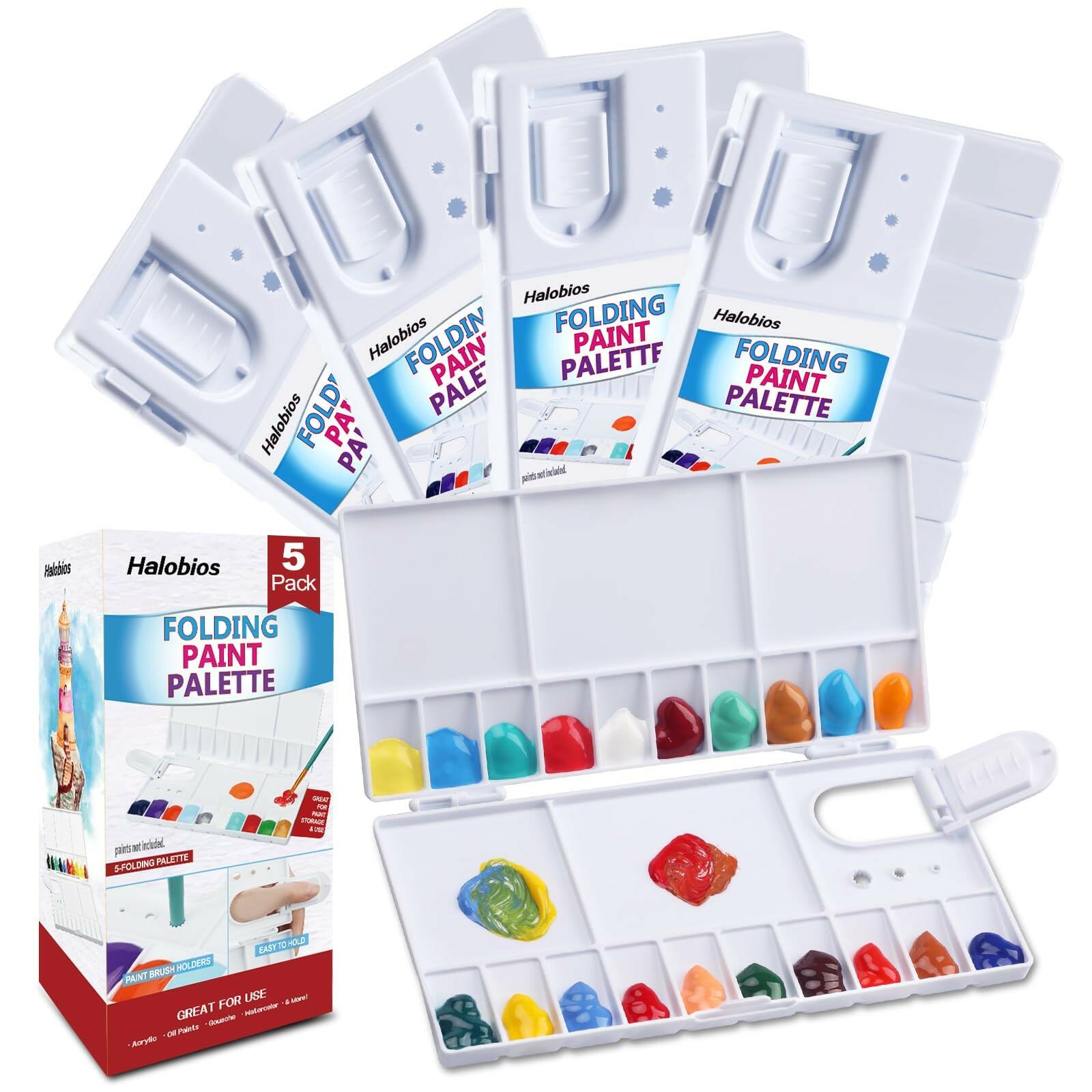 OPEN BOX - 5 Pack Watercolor Palette, Halobios Paint Palette with 20-Well and 5