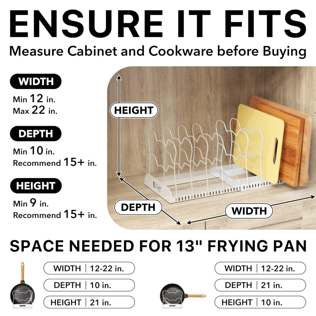 Simple Houseware Expandable Pan Organizer Rack, 10 Adjustable Compartments,