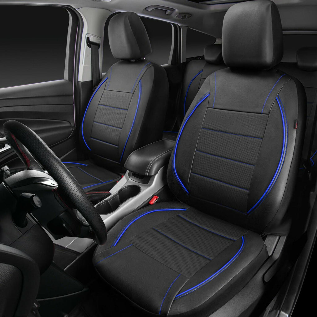 CAR PASS Universal FIT Piping Leather Car Seat Cover, for suvs,Van,Trucks,Airbag