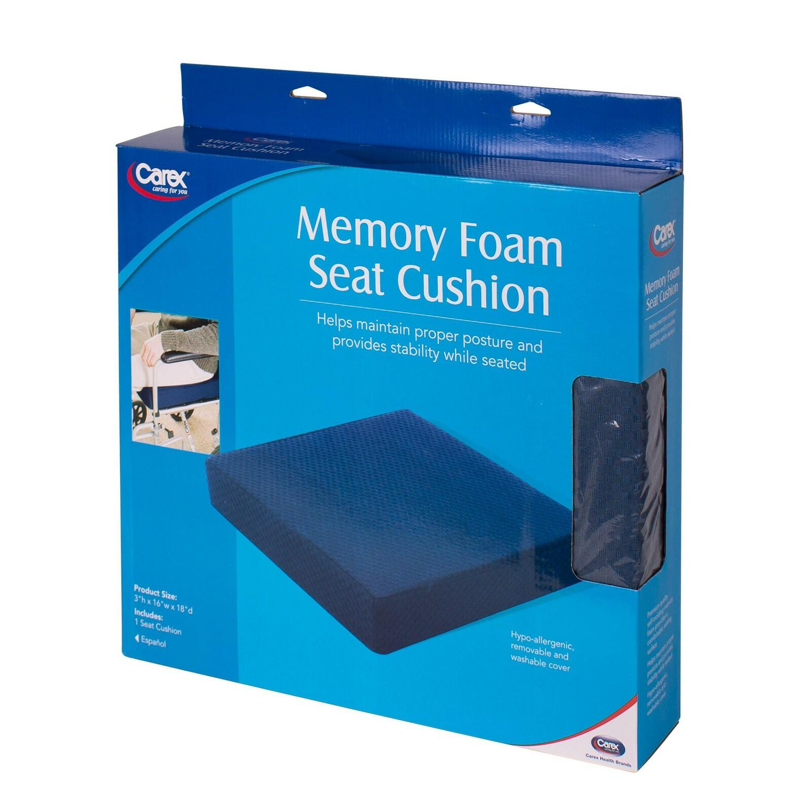 Carex Memory Foam Seat Cushion, 18" x 16" x 3", Office Chair Cushion and