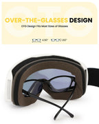 SNOWER Kids Ski Goggles, Anti-Fog Snow Goggles with OTG Design, 100% UV