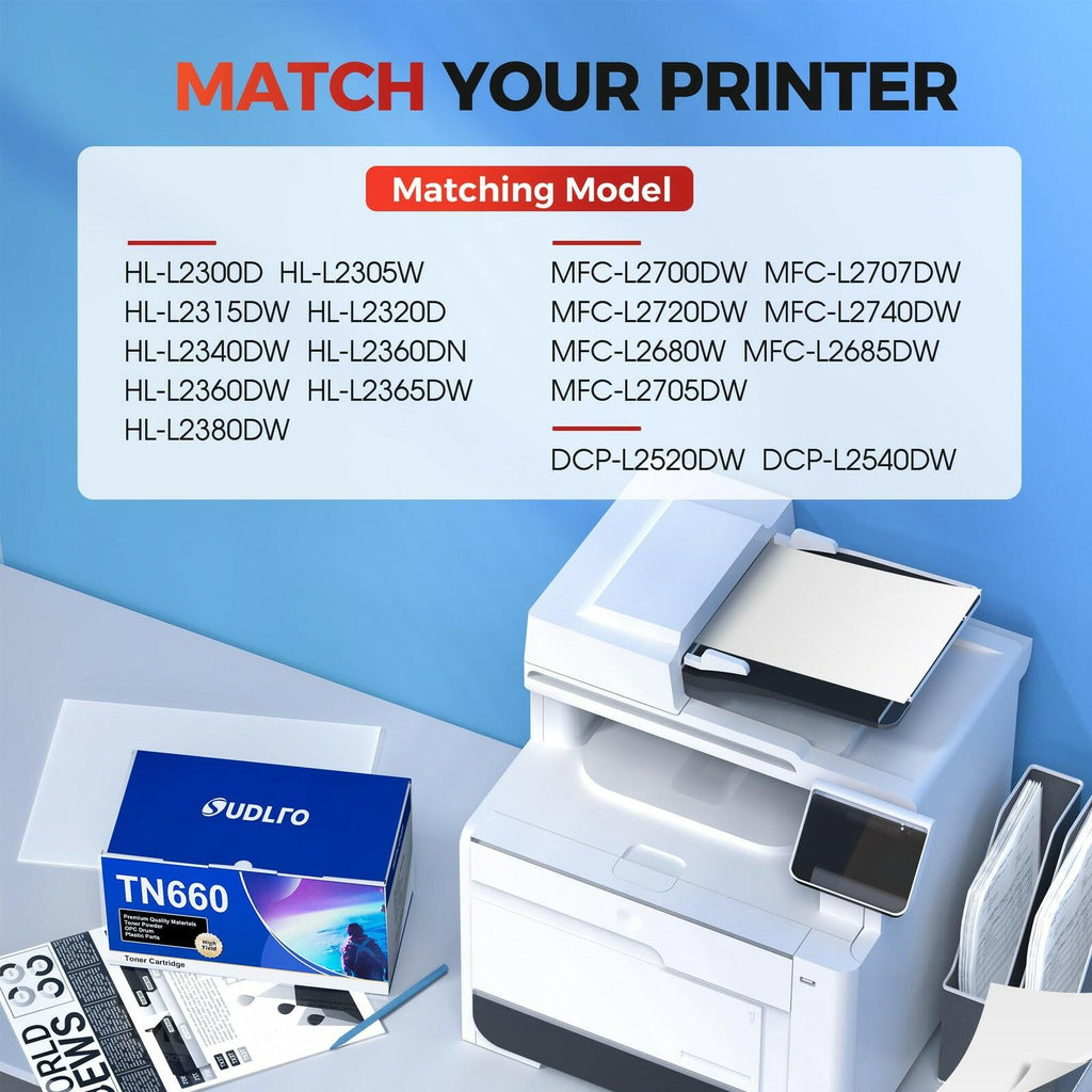 TN660 TN-660 Toner Cartridge - Replacement for Brother TN660 TN630 TN-630 TN-660