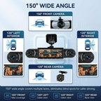 Orderich 4 Channel 360° Dash Camera Front and Rear Inside Left Right, 3.16 Inch