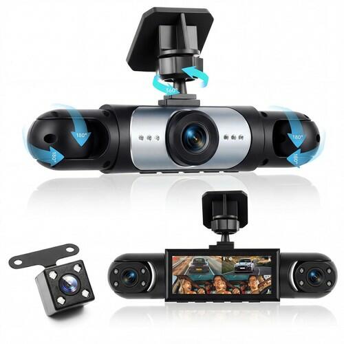 Orderich 4 Channel 360° Dash Camera Front and Rear Inside Left Right, 3.16 Inch
