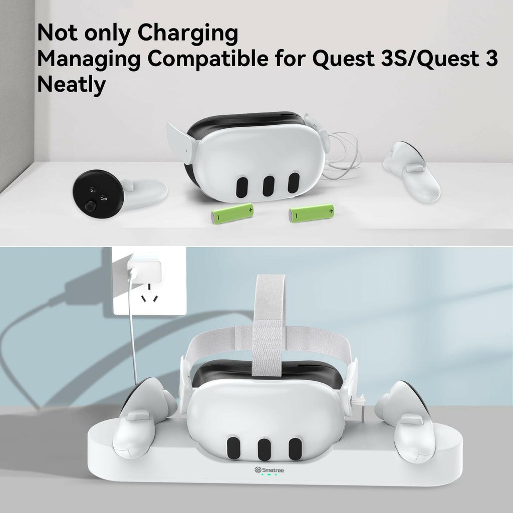 Smatree Charging Dock Compatible for Meta Quest 3S/Quest 3,Charge Controllers