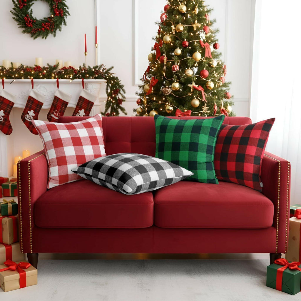 Thmyo 16x16inch  4-Pack Buffalo Check Plaid Throw Pillow Covers Farmhouse Rustic