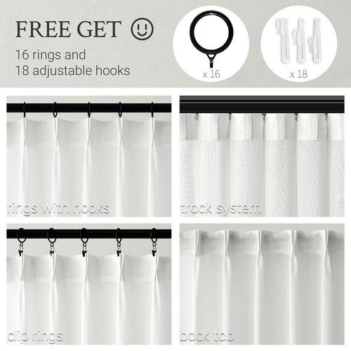 Pinch Pleated Sheer Curtains 84 Inches Long,Light Filtering Semi Sheer White