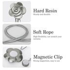 Lewondr Curtain Tie Magnetic, Vintage Resin Flower Curtain Holdback with Rope