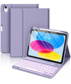 Hamile for iPad 11th 10th Generation Case with Keyboard - 7 Colors Backlit
