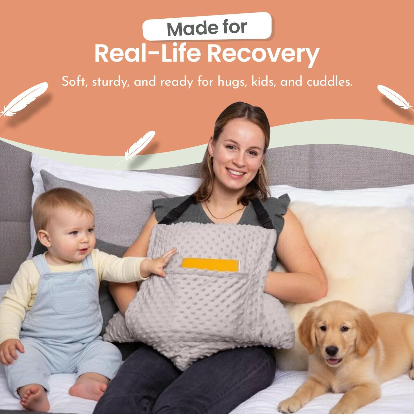 MOYOAMA 2 Pcs Hysterectomy Pillow Set (Grey) - Incl 1 Gel Pack for Soothing