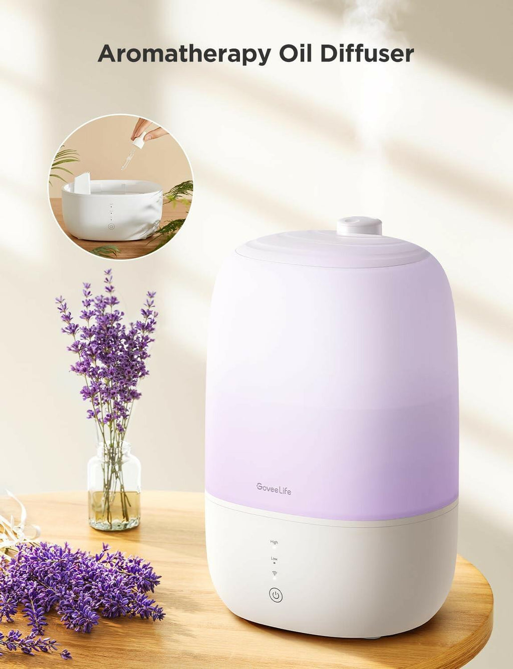 GoveeLife Smart Humidifiers for Bedroom, 3L Top Fill Cool Mist Humidifiers with
