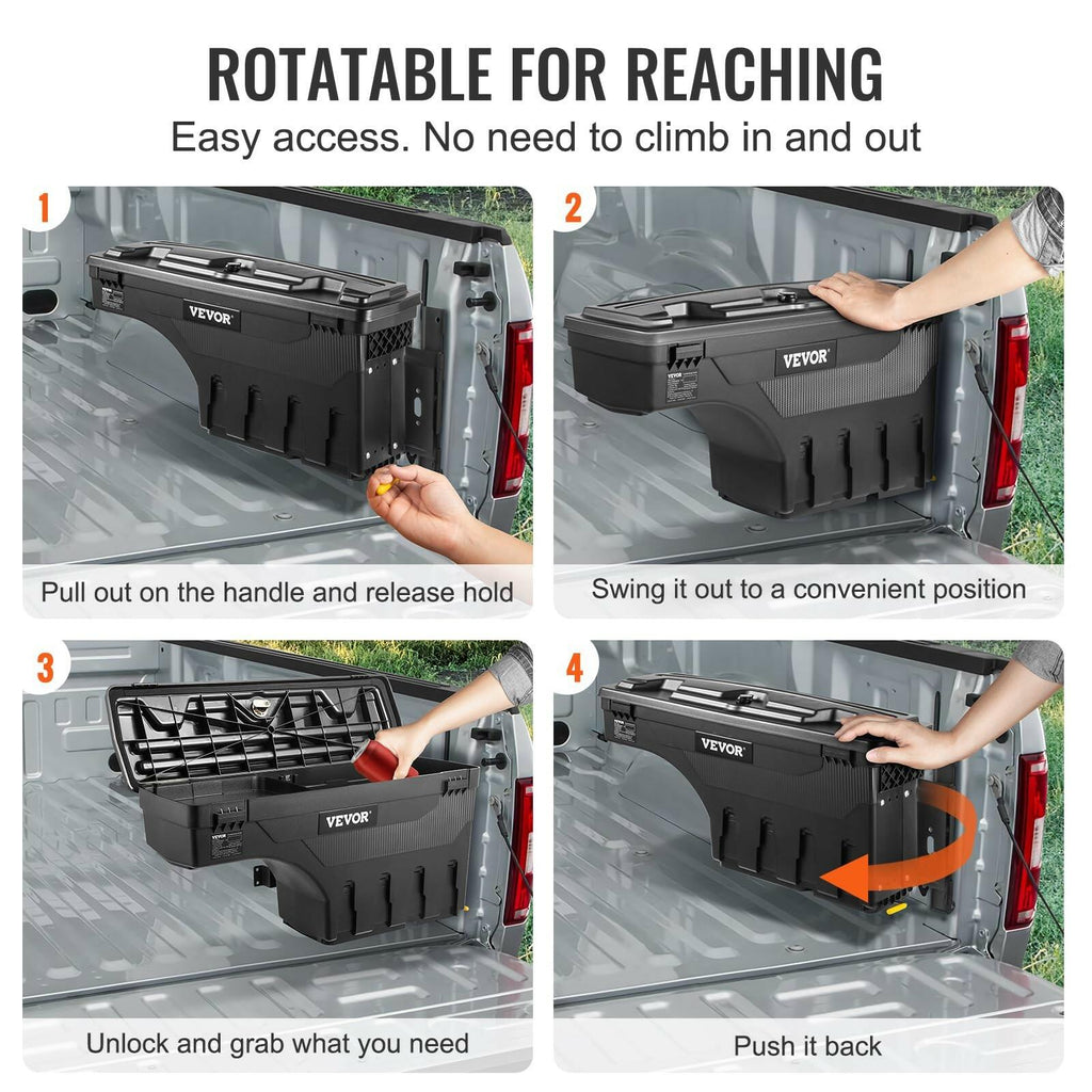 VEVOR Truck Bed Storage Box, Compatible with Chevrolet Silverado 1500 GMC Sierra