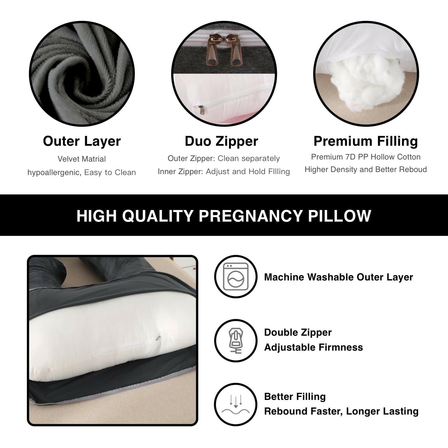 ALLOPERA Pregnancy Pillow, Full Body 57 Inch Maternity Pillow with Removable