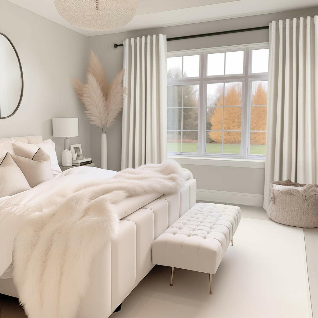 Topfinel Cream Linen Blackout Curtains 84 Inch Long for Bedroom Living Room,