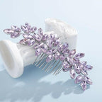 Teyglen Dainty Purple Rhinestone Hair Comb - Luxurious Shiny Bridal and Wedding