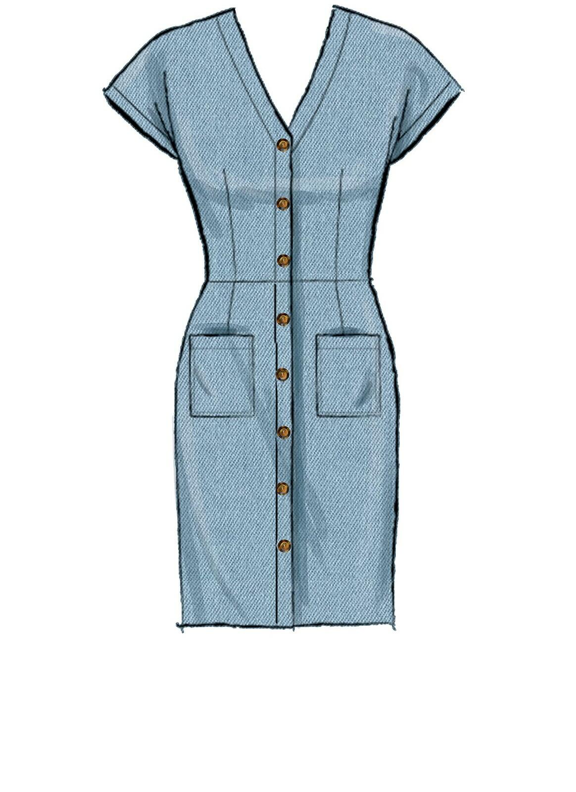 McCall's Women's Short Sleeve Pleated and Button Down Dress Sewing, Sizes 14-22