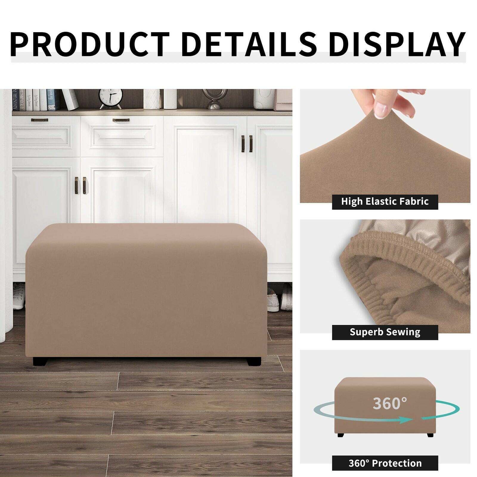 Easy-Going 100% Dual Waterproof Stretch Ottoman Cover Rectangle Folding Storage