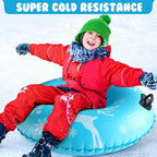 2 PACK ZMLM Snow Tubes for Kids, Plastic Snow Sleds with Handles, Inflatable