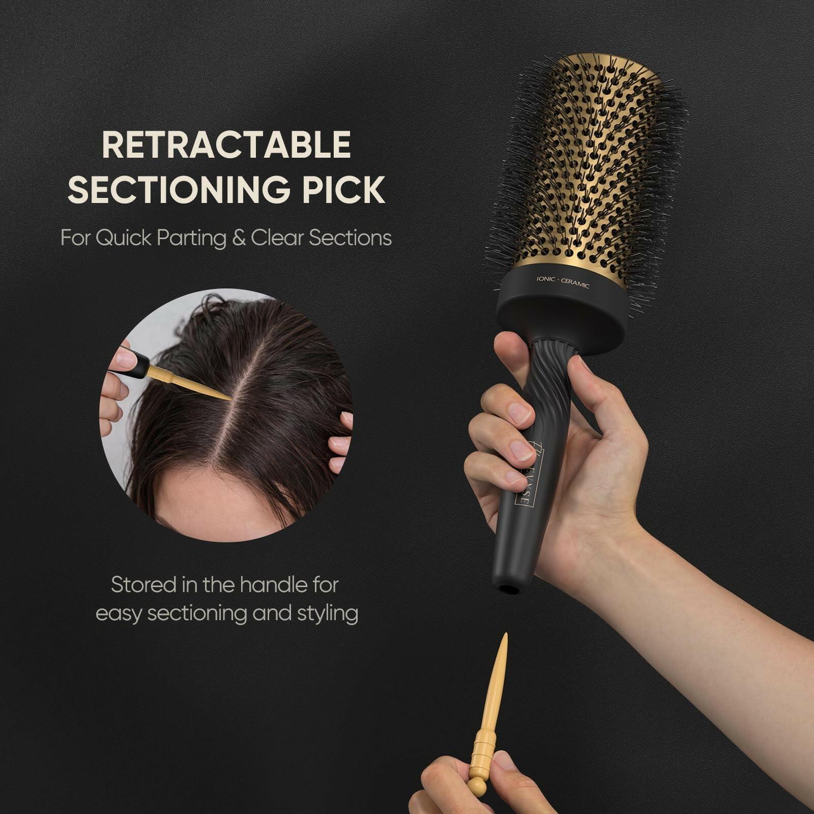 OPEN BOX - Ellen Evyse 2 in 1 Ceramic Round Brush for Blow Drying,Ceramic Barrel