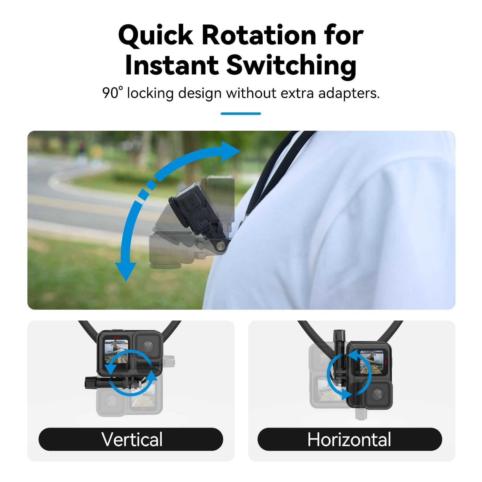 TELESIN Neck Mount SE 2.0 with Air Cushion, Adjustable Chest Strap and Neck