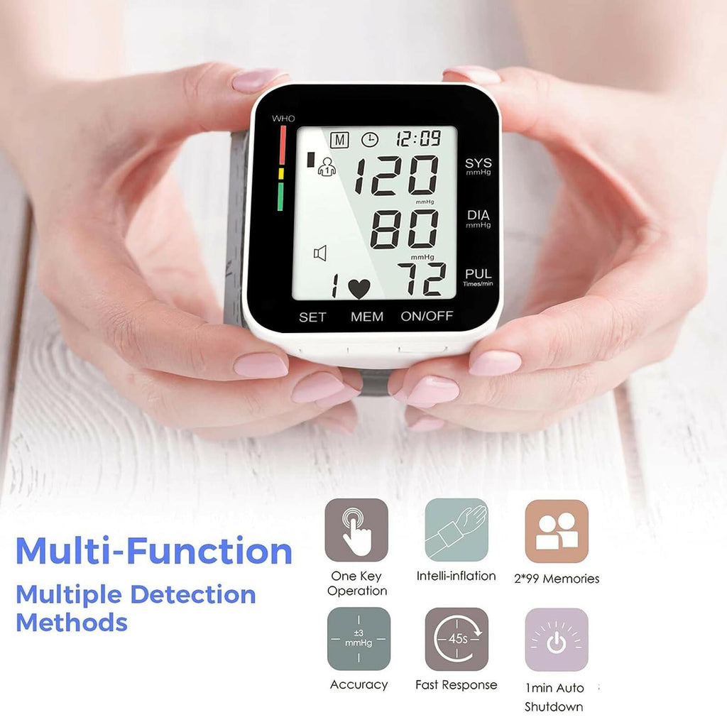 MMIZOO Wrist Blood Pressure Monitor Bp Monitor Large LCD Display Blood Pressure