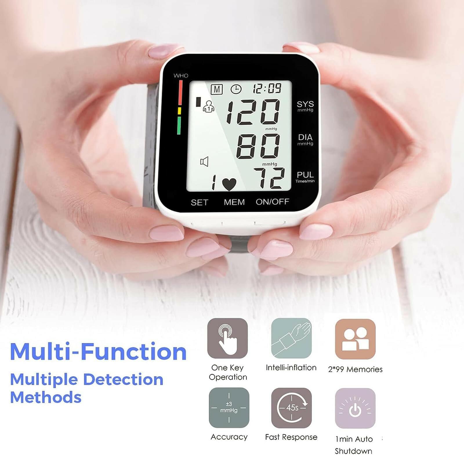 MMIZOO Wrist Blood Pressure Monitor Bp Monitor Large LCD Display Blood Pressure