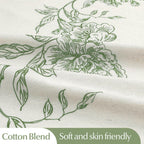 MitoVilla Sage Green Farmhouse Shower Curtain Set, 72" W x 72" L Cotton Floral