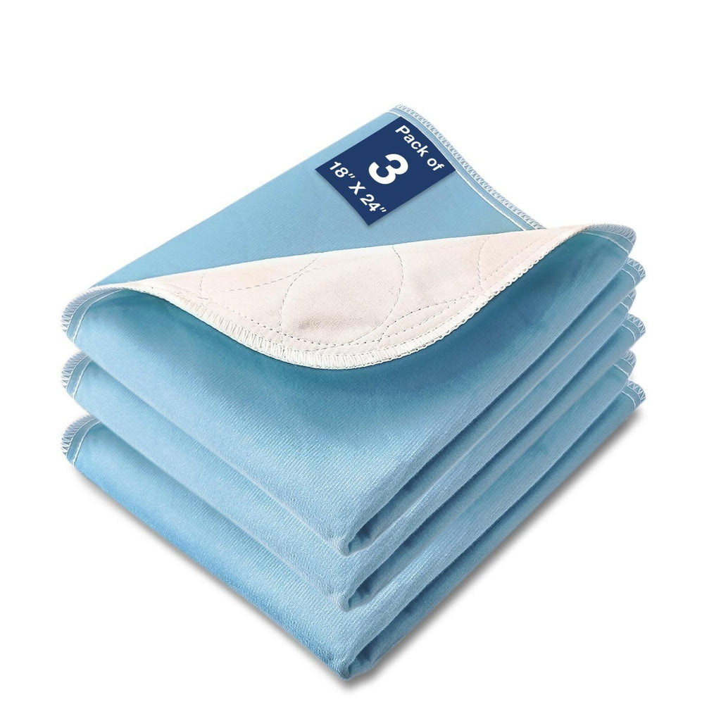3 Pack SOLOSHINE Washable Waterproof Underpads, 24" x 18"  Heavy Absorbency