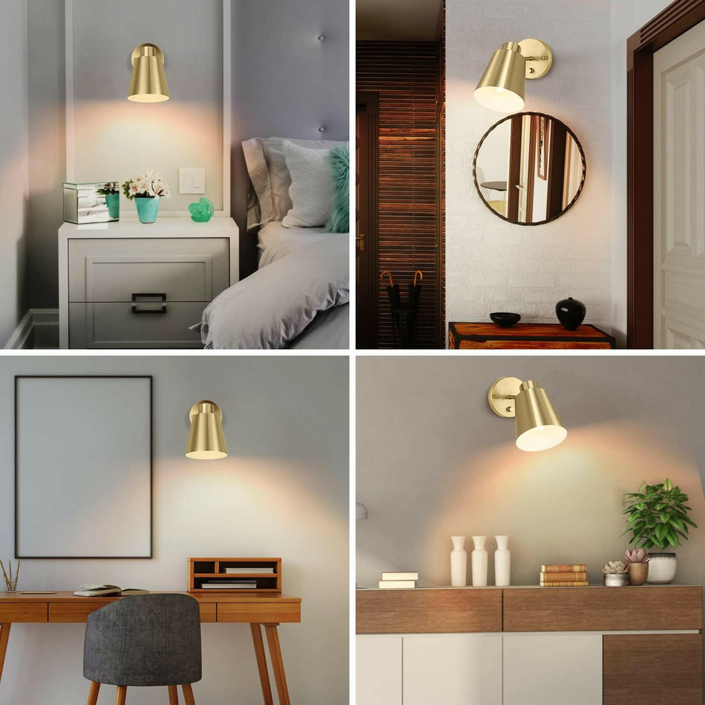 VATONI Dimmable Wall Sconce, Plug in Wall Sconce Adjustable Angle Wall Lights