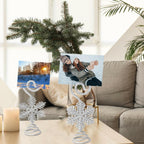 Rtteri 16 Pcs Christmas Picture Display 2 Inch Snowflake Christmas Place Card